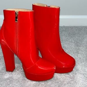 Chic Red Ankle Boots